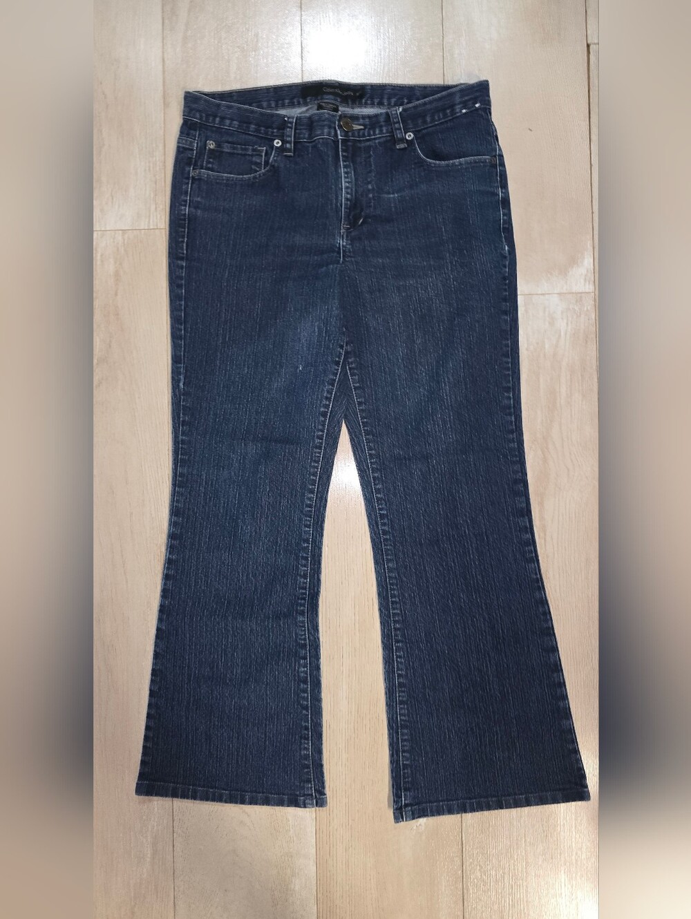 Calvin Klein Navy Flared Wide-Leg Jeans